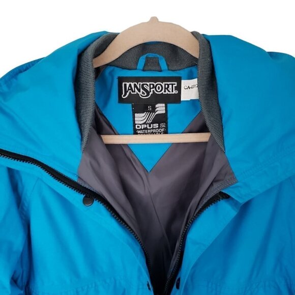 Vintage JanSport 80s 90s blue ski hiking rain windbreaker nylon jacket - Picture 12 of 14